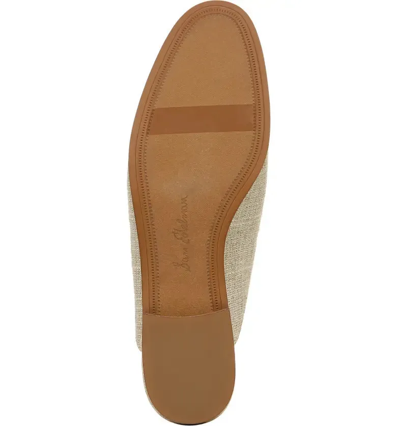 Sam Edelman Laurna Natural Slip On Almond Toe Golden Accent Fashion Loafers