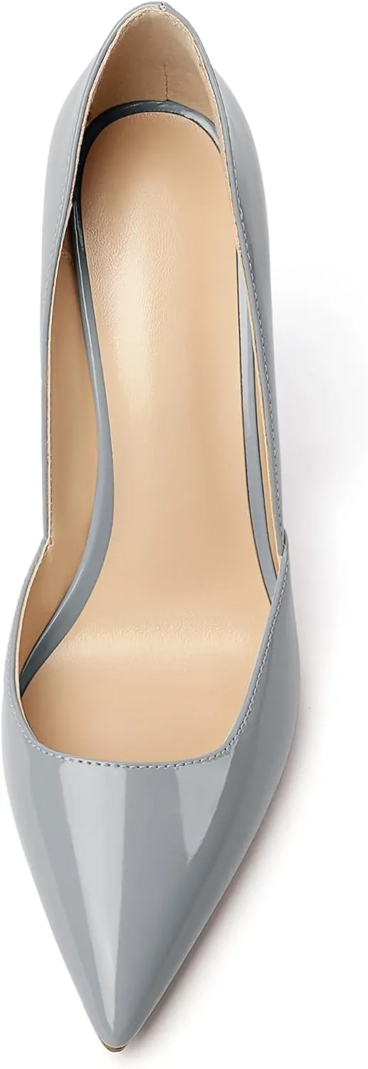 SAMMITOP Women's D'Orsay Slip On High Heels Elegant Pointy Toe Stilettos Pumps 4Inches Office Ladies Shoes