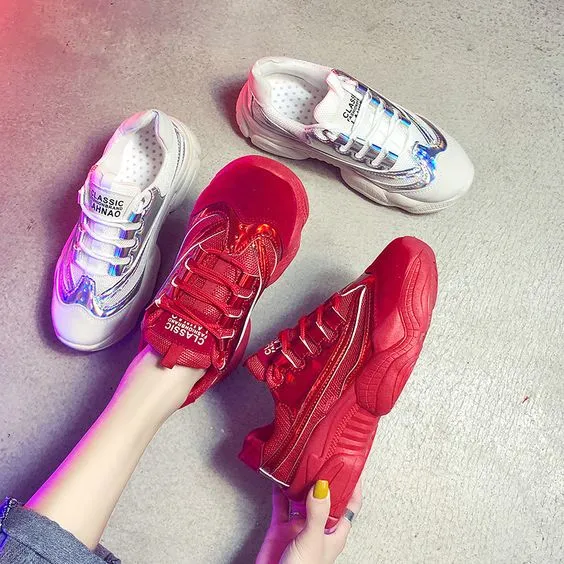 Sequins Mesh Breathable Dad Sneaker Shoes