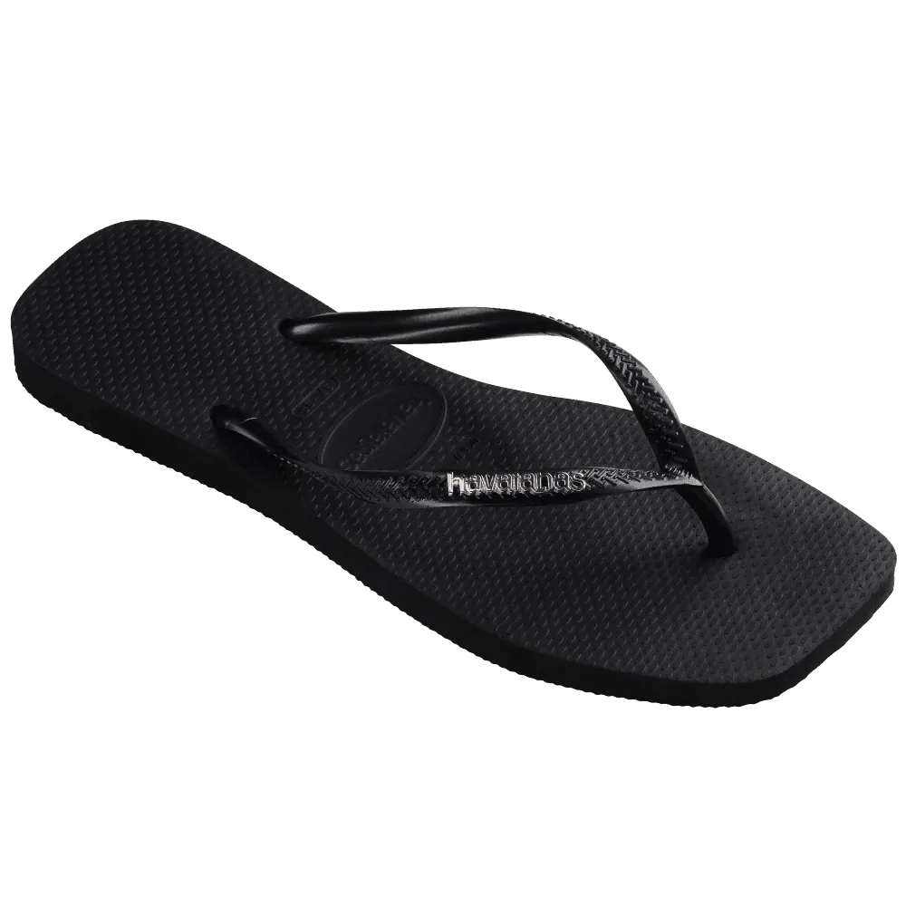 Slim Square Logo Metallic Flip Flops