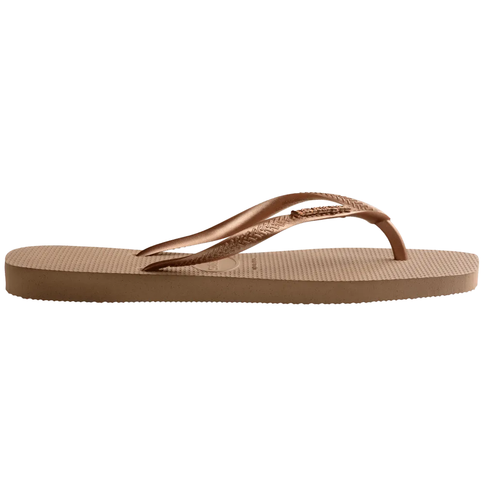 Slim Square Logo Metallic Flip Flops