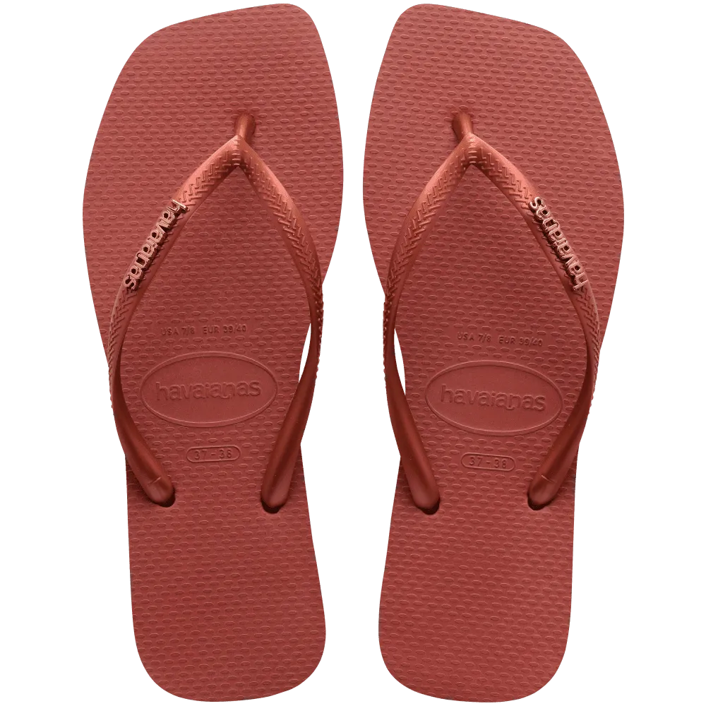 Slim Square Logo Metallic Flip Flops