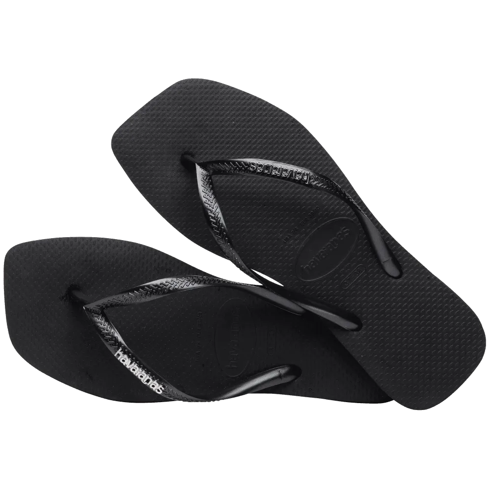Slim Square Logo Metallic Flip Flops