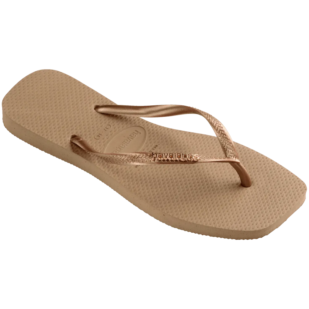 Slim Square Logo Metallic Flip Flops