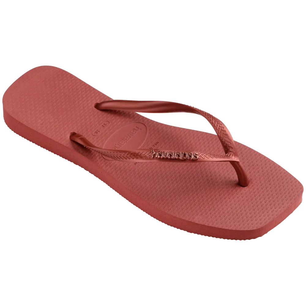 Slim Square Logo Metallic Flip Flops