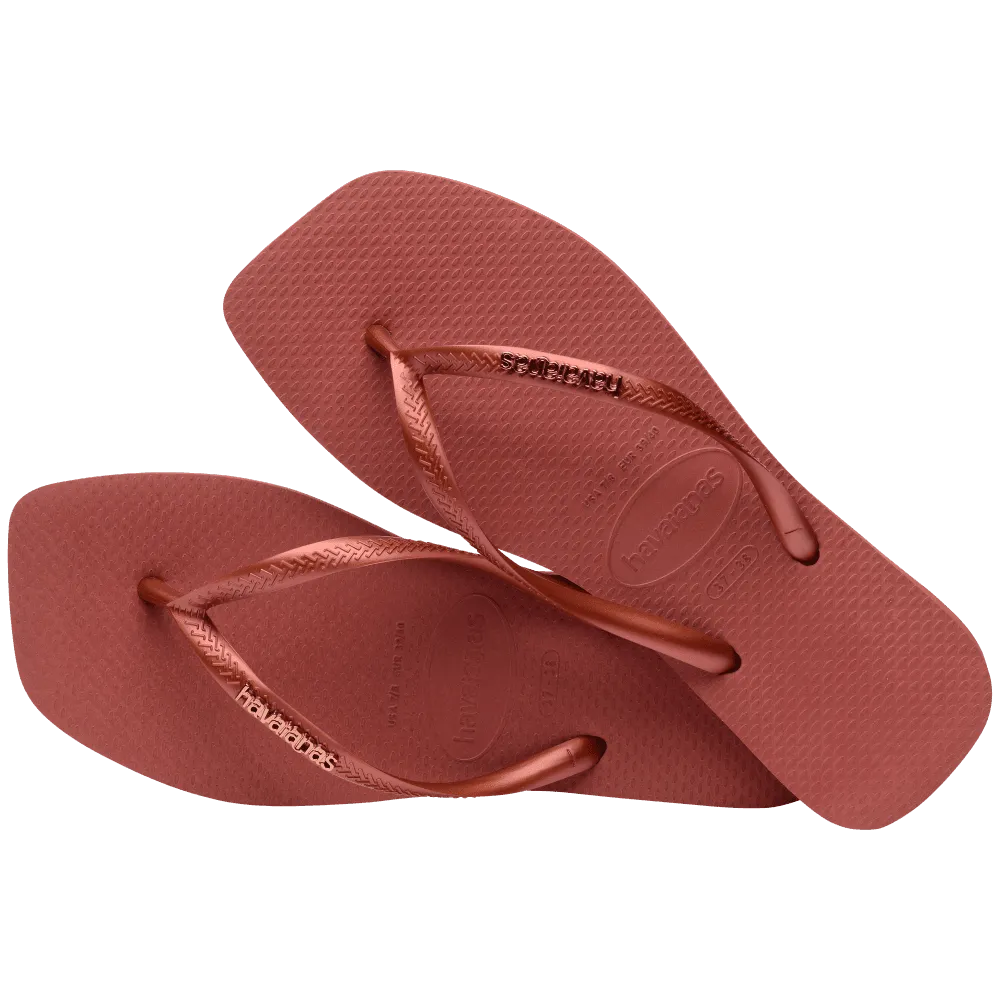 Slim Square Logo Metallic Flip Flops
