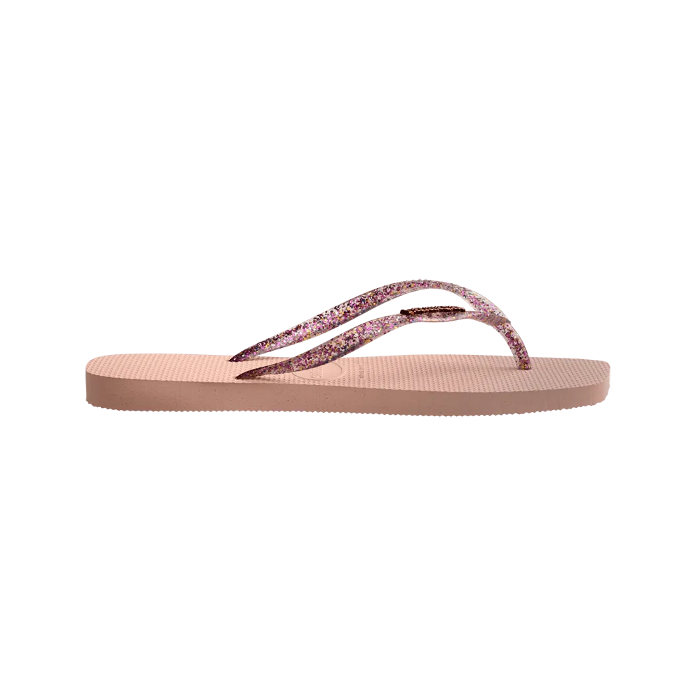 Slim Square Logo Metallic Flip Flops