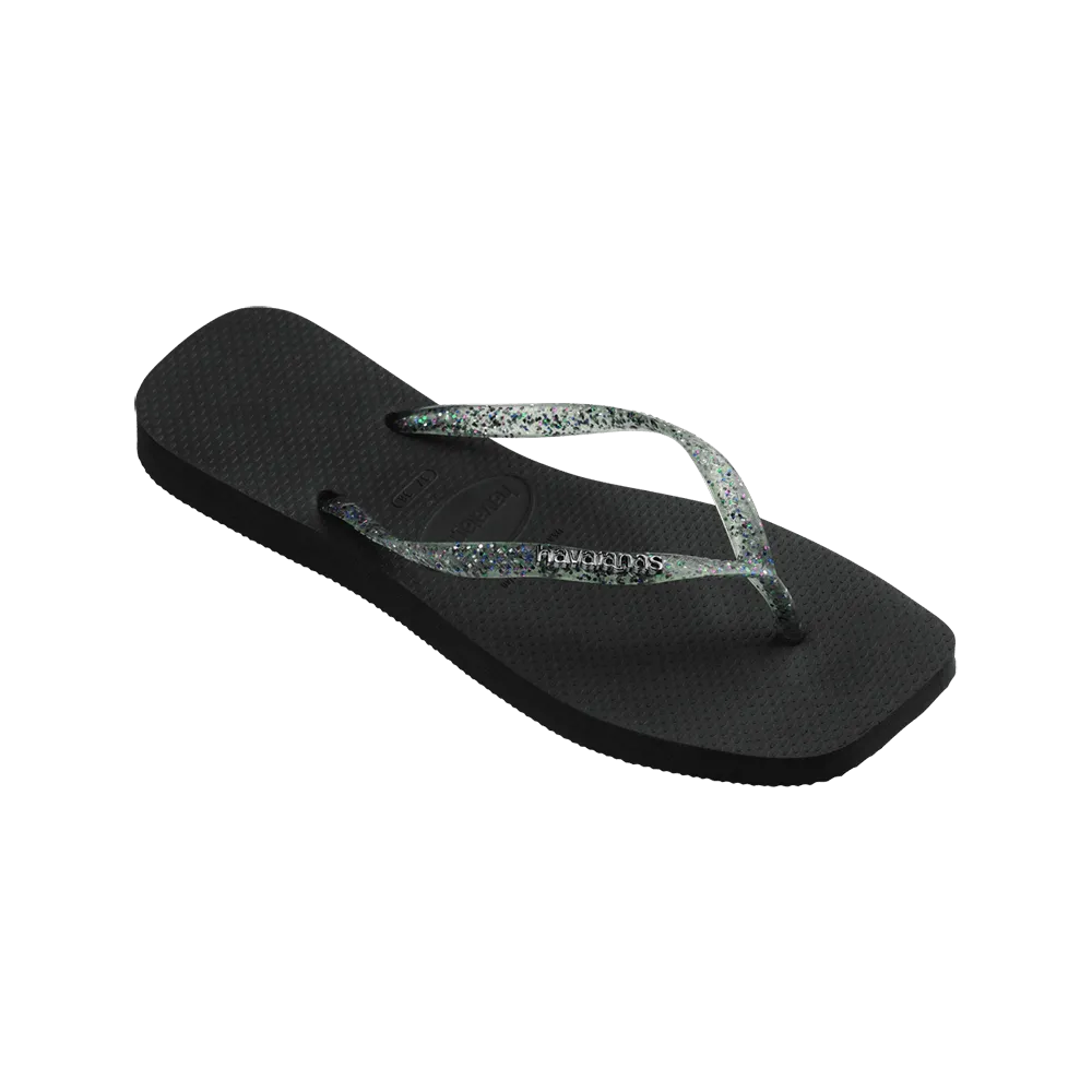 Slim Square Logo Metallic Flip Flops