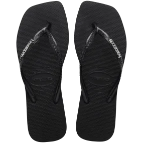 Slim Square Logo Metallic Flip Flops