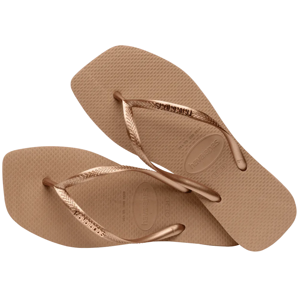 Slim Square Logo Metallic Flip Flops