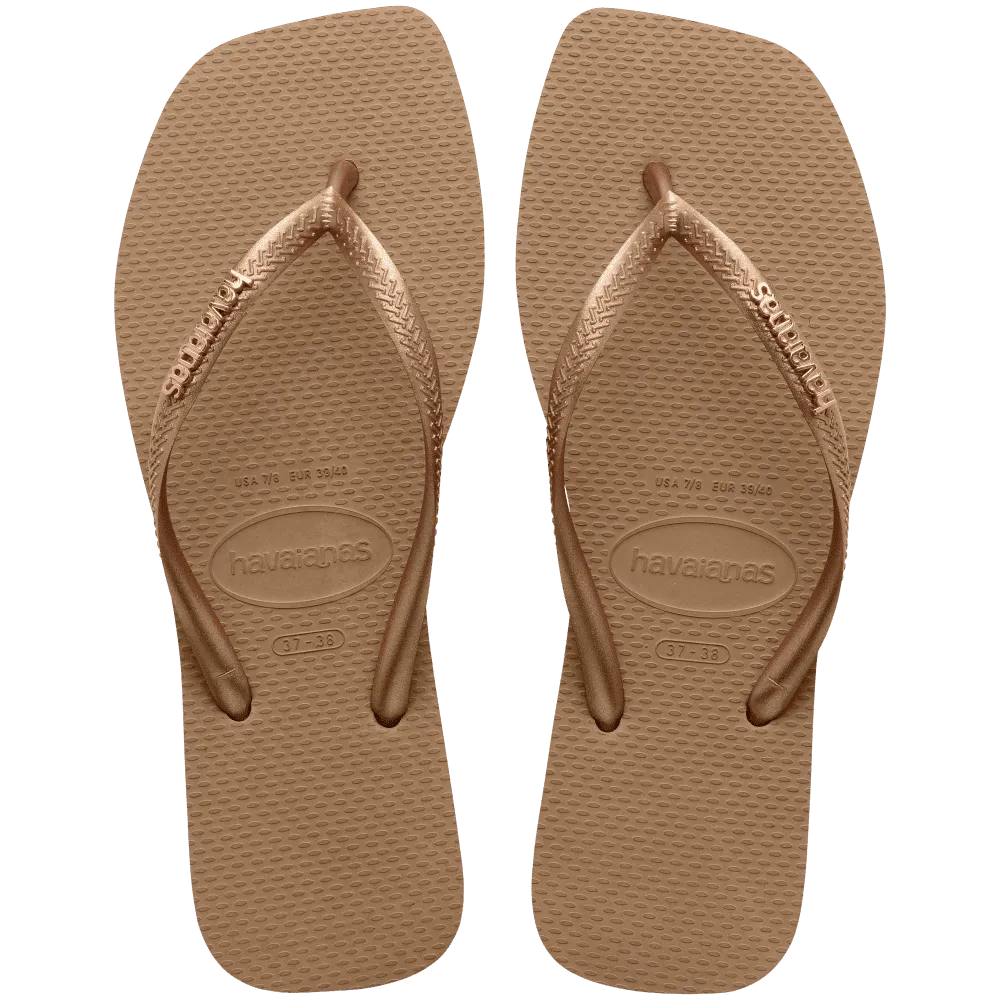 Slim Square Logo Metallic Flip Flops