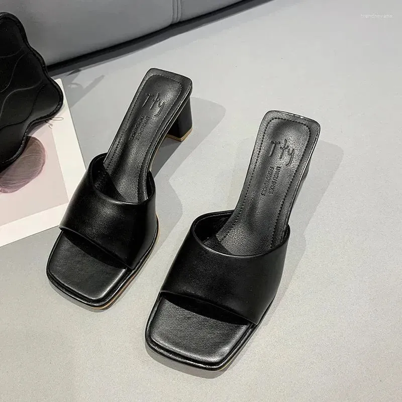 Slippers  Summer Colorful Sandals Pink Blue High Heels Women Black White Elegant Slip On Pumps Ladies Sexy Beach Slides