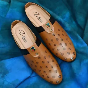 Stylist Half Loafers for Men in Tan/Black Color