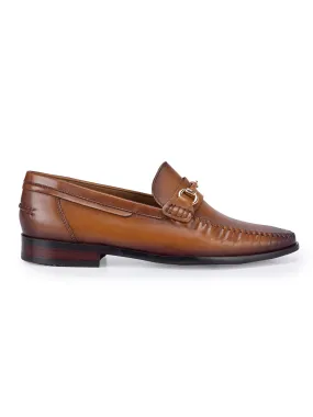 Tan Loafers With Metal Embellishment