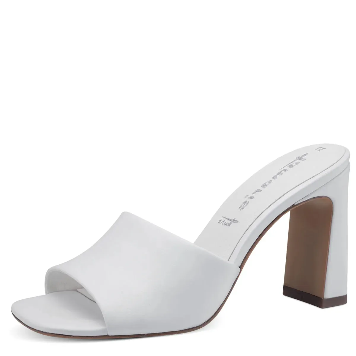 Trendy Heeled Sandal Mules with Open Toe in White