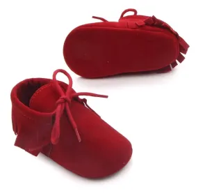 Unisex fringe moccasins - Red