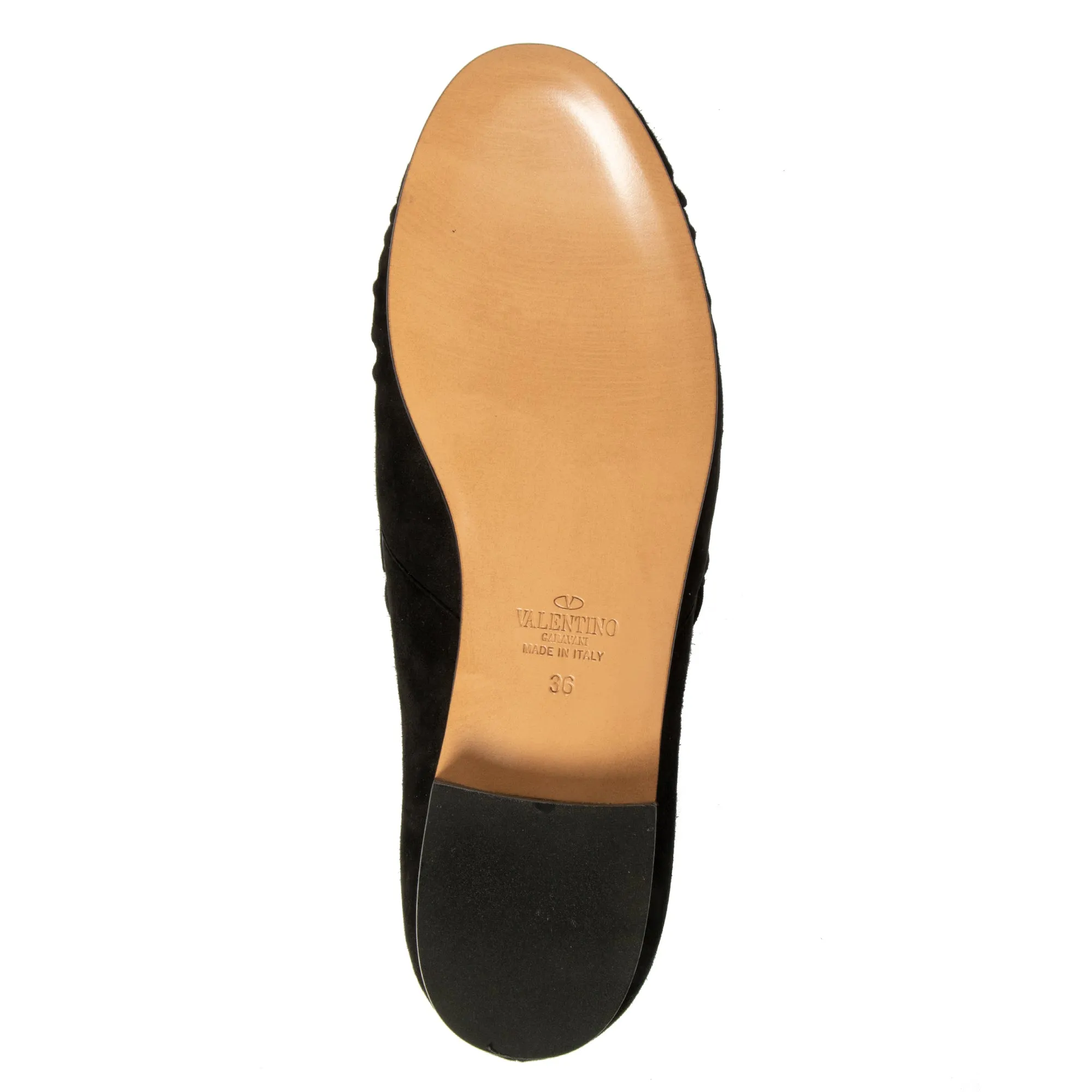 Valentino Panther Detail Chamois Loafers in Black