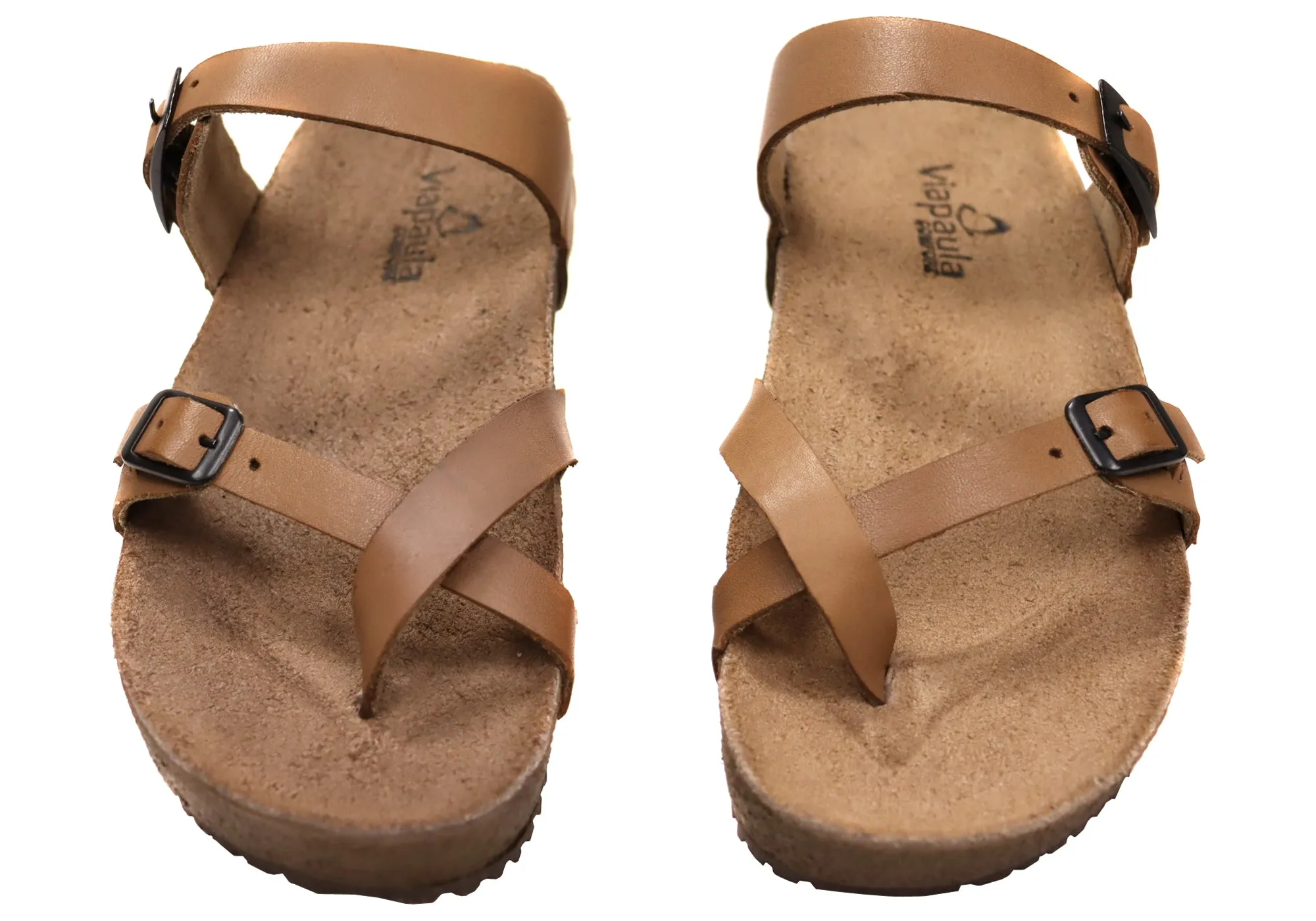 Via Paula Toto Womens Leather Comfort Thongs Sandals Made in Brazil