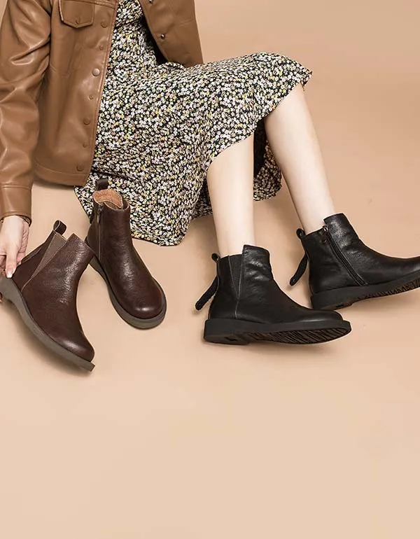 Winter Autumn Handmade Leather Retro Chelsea Boots