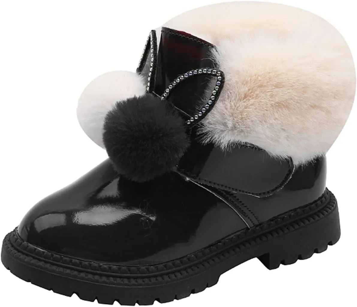 Winter Boots for Girls Snow Warm Shoes Cozy Fuzzy Non-Slip Comfy Cute Durable Outdoor Princess Faux Fur Lined Booties