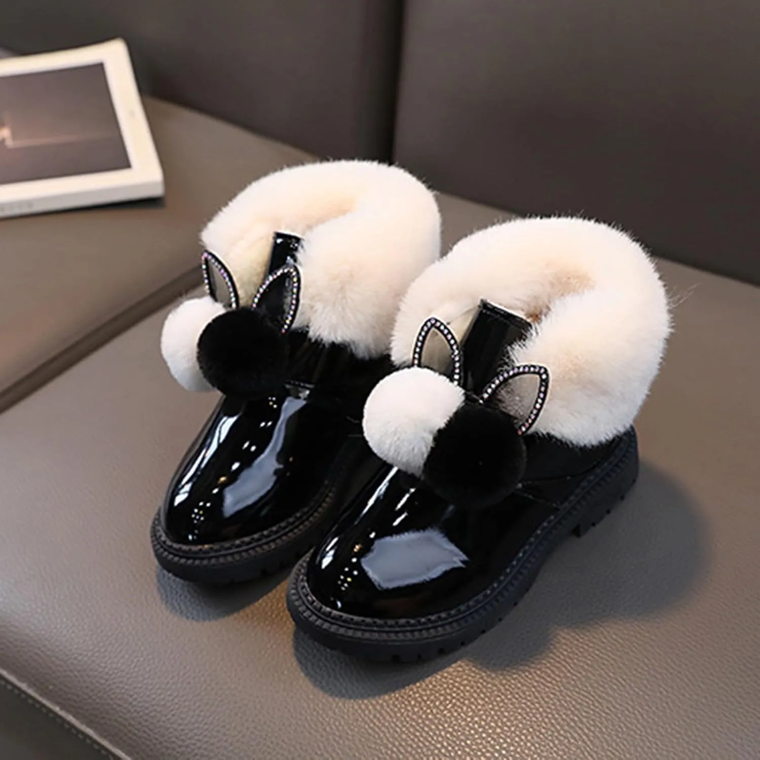 Winter Boots for Girls Snow Warm Shoes Cozy Fuzzy Non-Slip Comfy Cute Durable Outdoor Princess Faux Fur Lined Booties