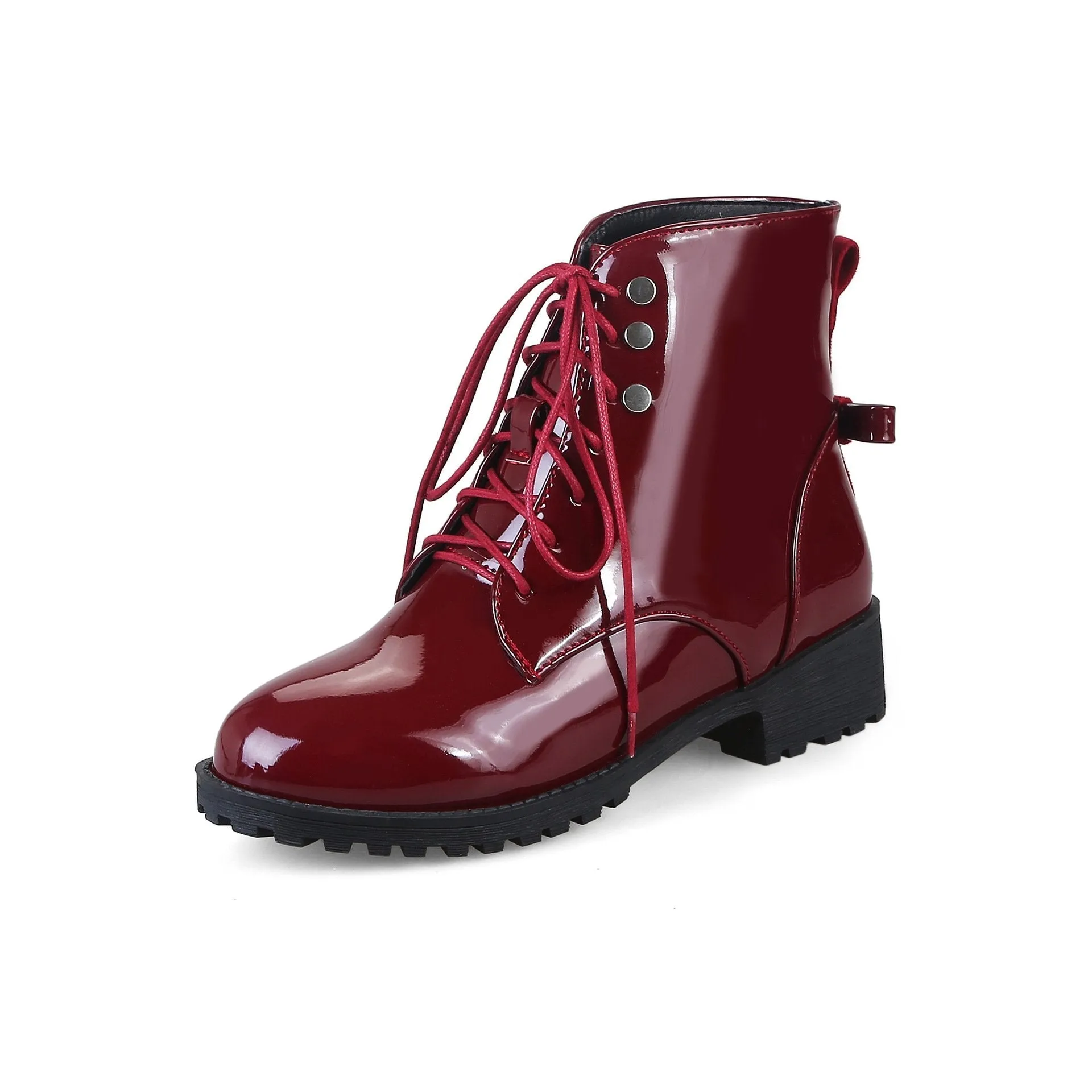 Women chunky heel platform lace up ankle boots