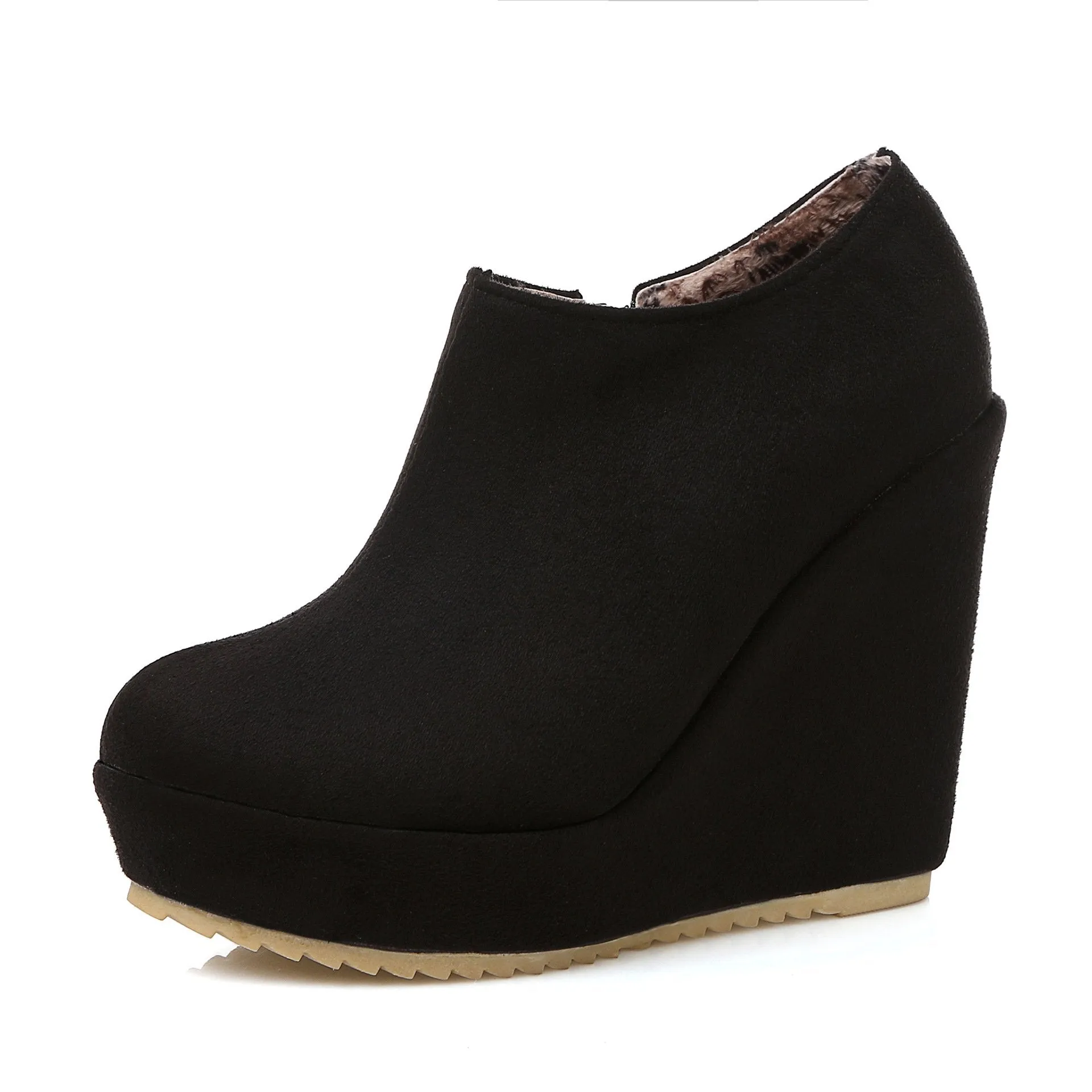 Women high heel wedge side zipper fashion ankle boots
