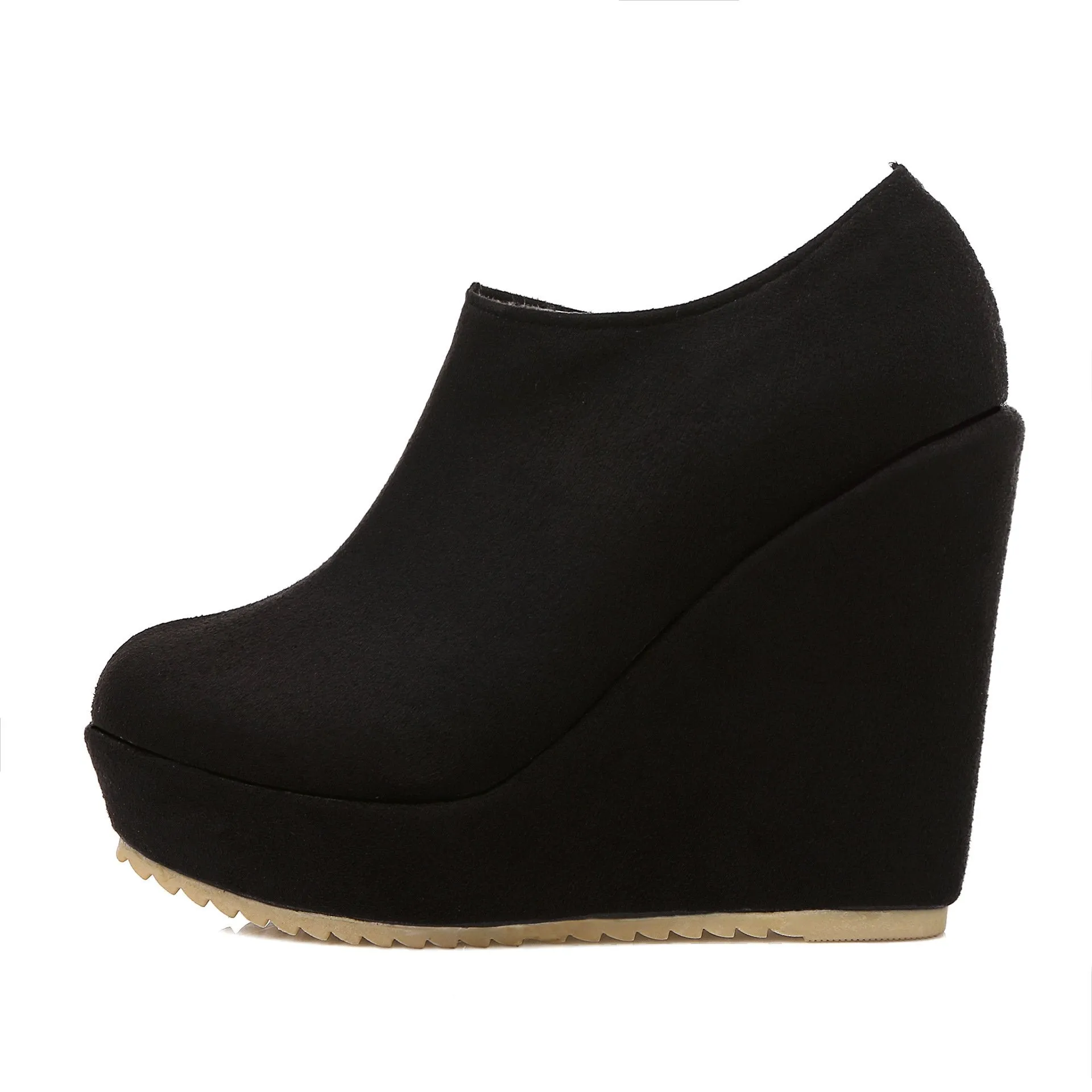 Women high heel wedge side zipper fashion ankle boots