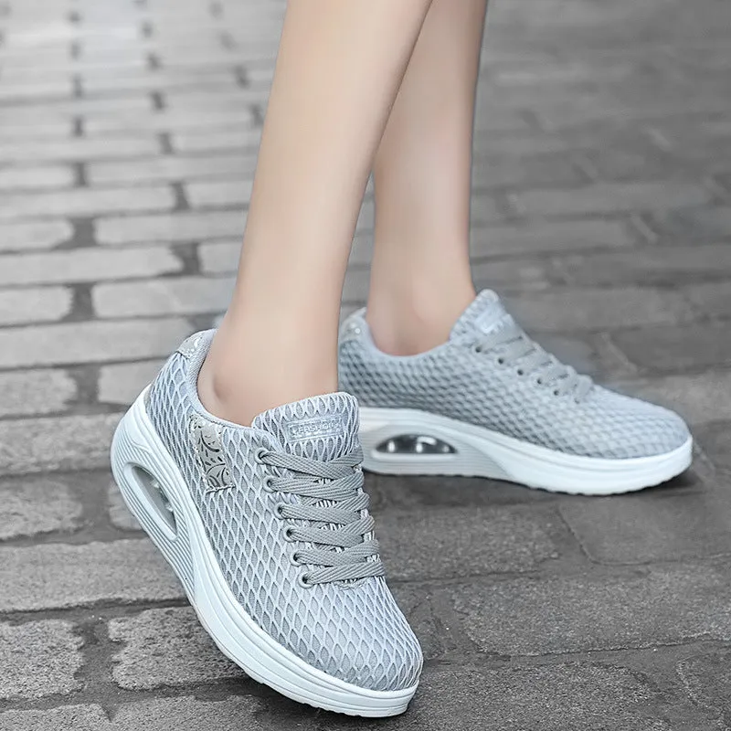 Women Hiking Shoes Breathable Mesh Athletic Outdoor Platform Sneakers