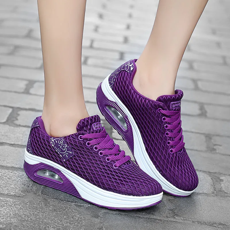 Women Hiking Shoes Breathable Mesh Athletic Outdoor Platform Sneakers