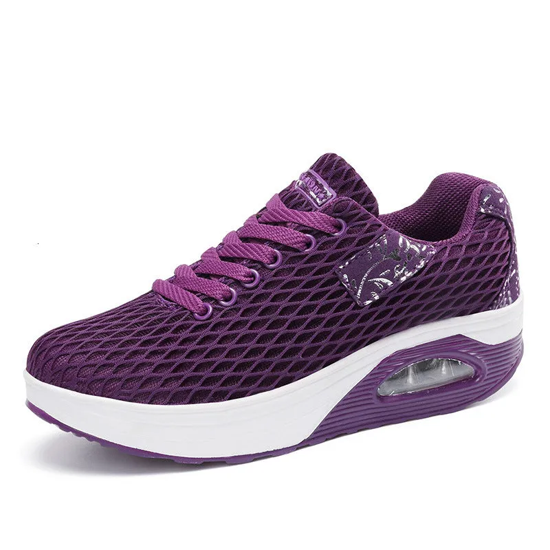 Women Hiking Shoes Breathable Mesh Athletic Outdoor Platform Sneakers