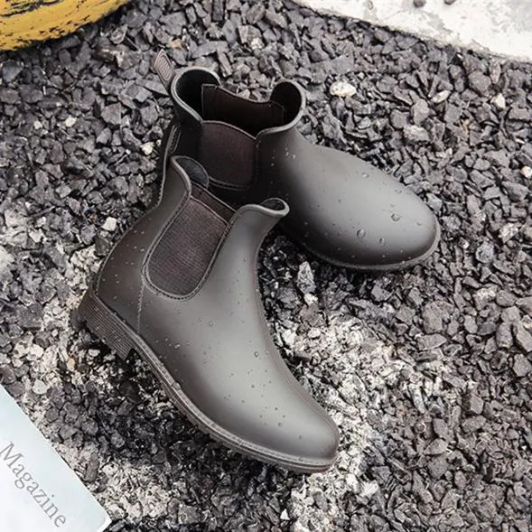 Women low heel short ankle antiskid rain chelsea boots