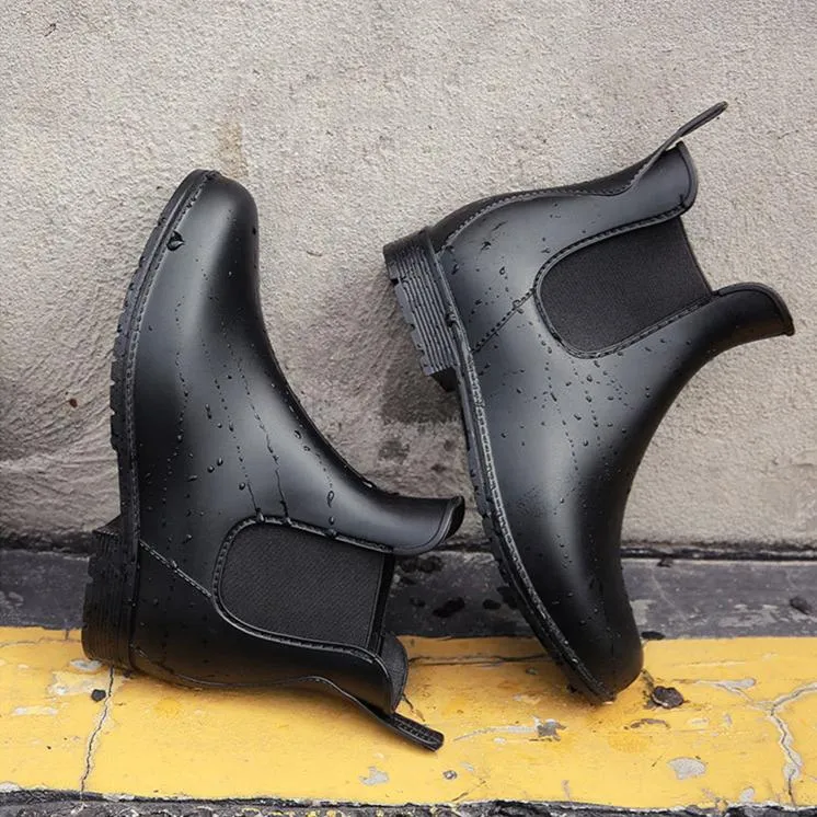 Women low heel short ankle antiskid rain chelsea boots