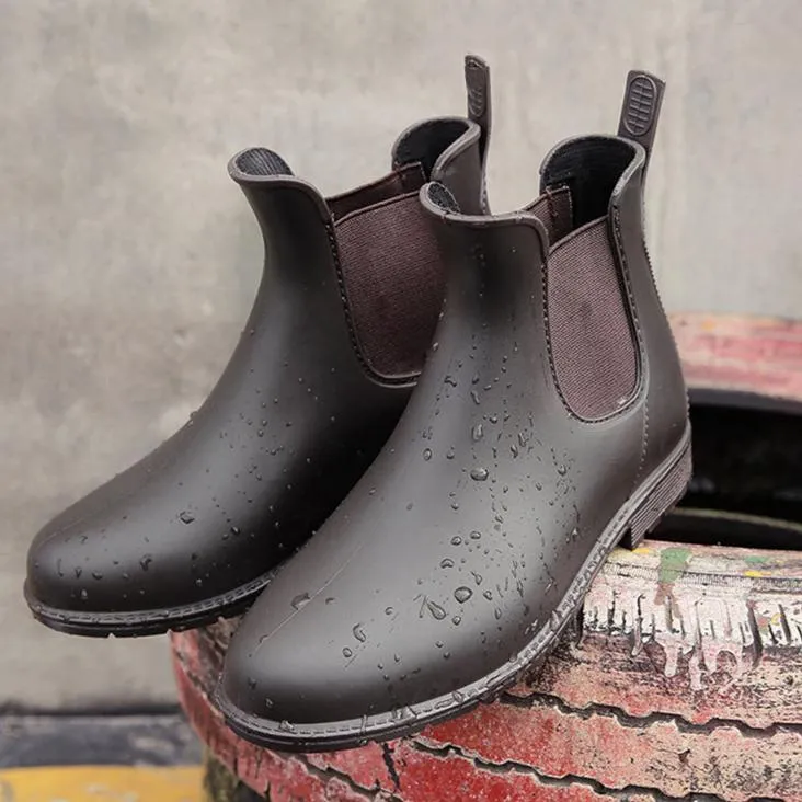 Women low heel short ankle antiskid rain chelsea boots