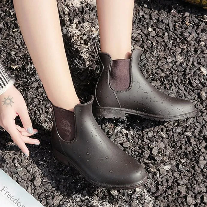 Women low heel short ankle antiskid rain chelsea boots