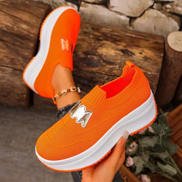 Women's Breathable Flyknit Thick Sole Sneakers 11733403C