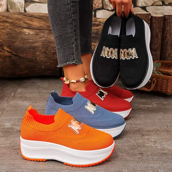 Women's Breathable Flyknit Thick Sole Sneakers 11733403C