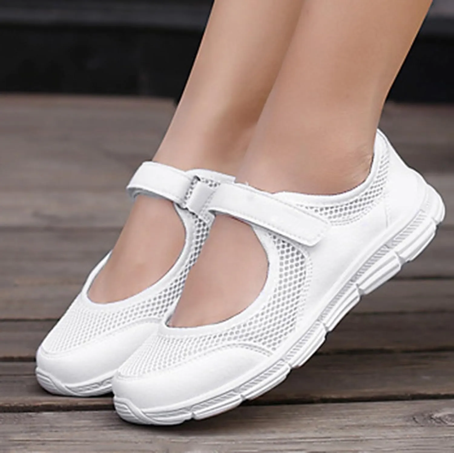 Women's Breathable Walking Shoes Ladies Fashion Mary Jane Sneakers Comfortable Wide Width Flats Mesh Lightweight Working Shoes