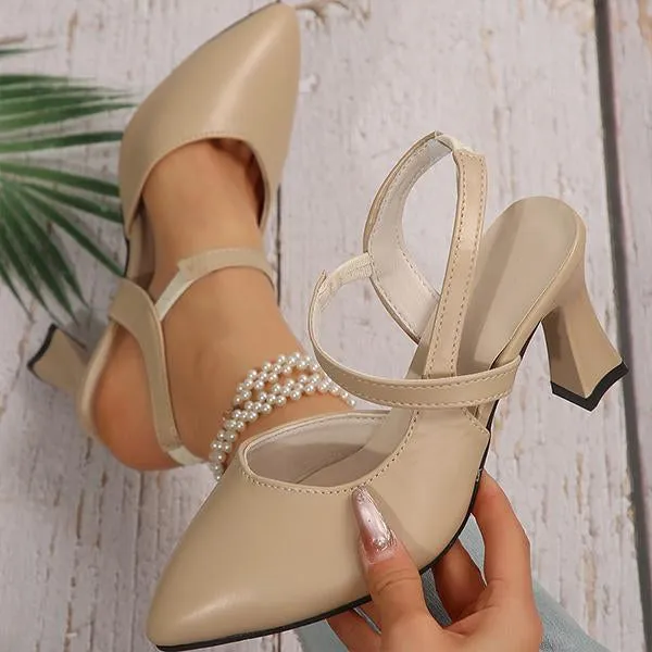 Women's Pointed Toe Fashionable Thick Heel Sandals 54617563S