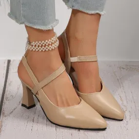 Women's Pointed Toe Fashionable Thick Heel Sandals 54617563S