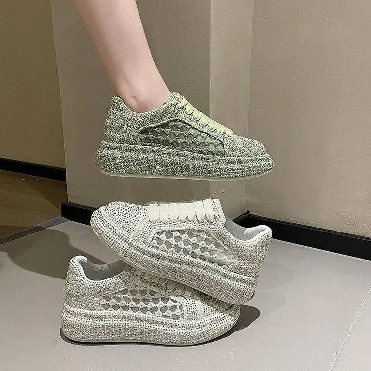 Women's rhinestone mesh breathable sneakers