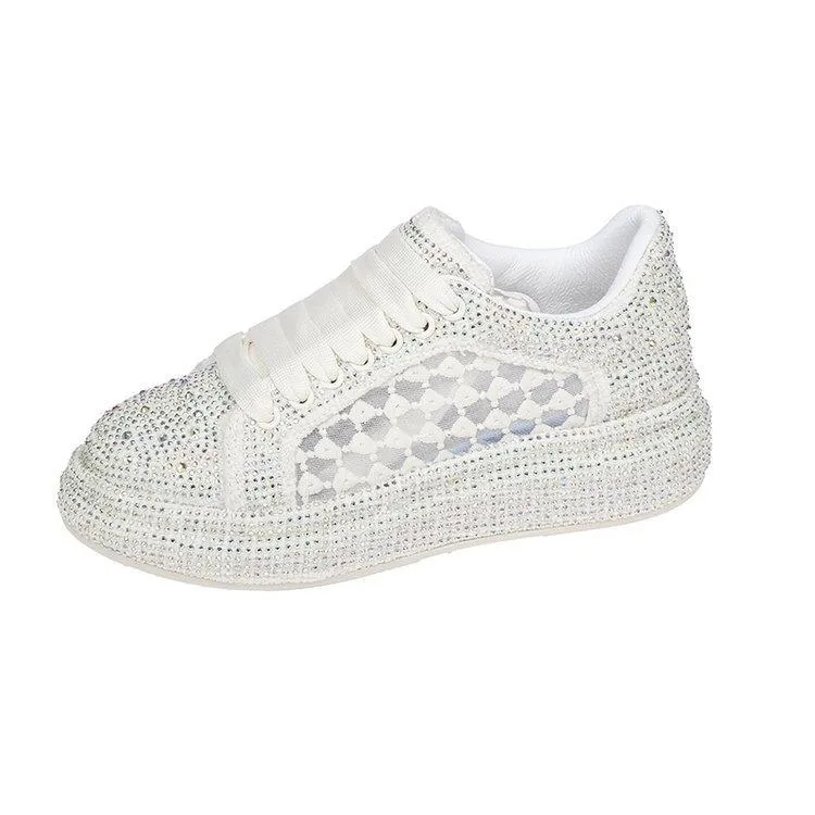 Women's rhinestone mesh breathable sneakers