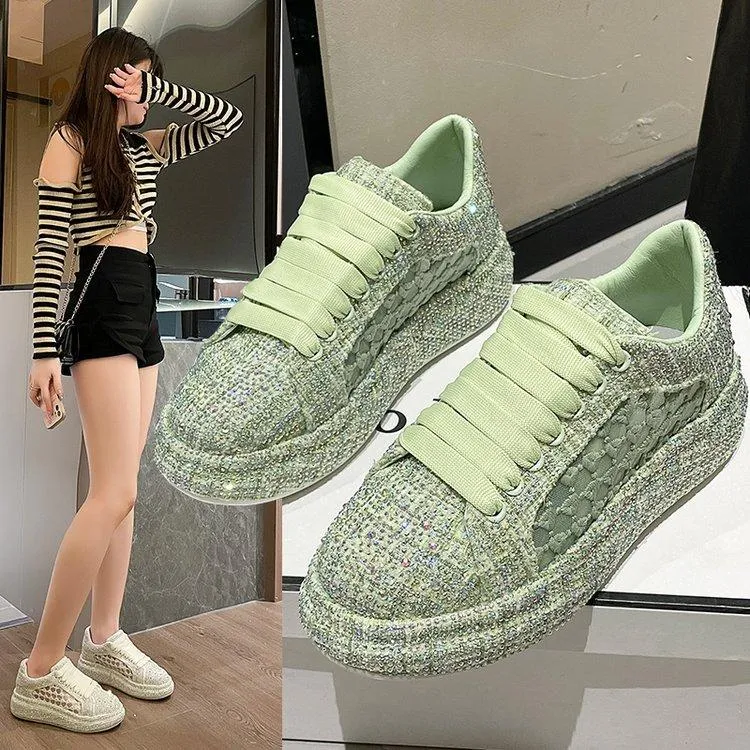 Women's rhinestone mesh breathable sneakers