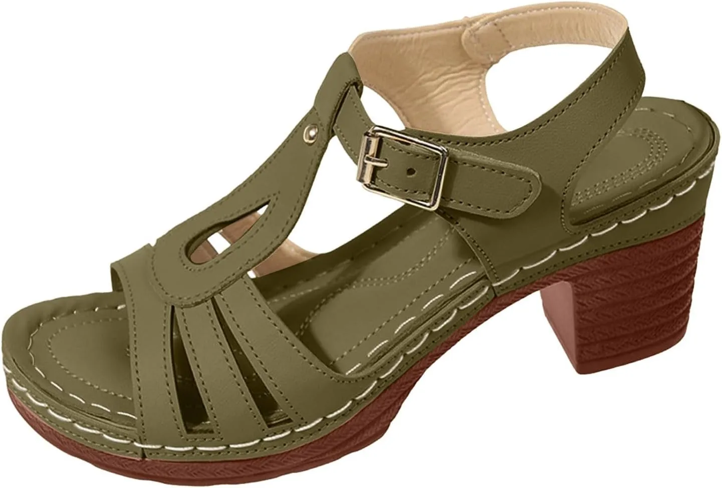 Women's Strappy Low Chunky Block Heel Sandals Summer Fashionable Open Toe Comfortable Casual Sandals Beach Working Backless Mules Adjustable Slide Walking Shoes