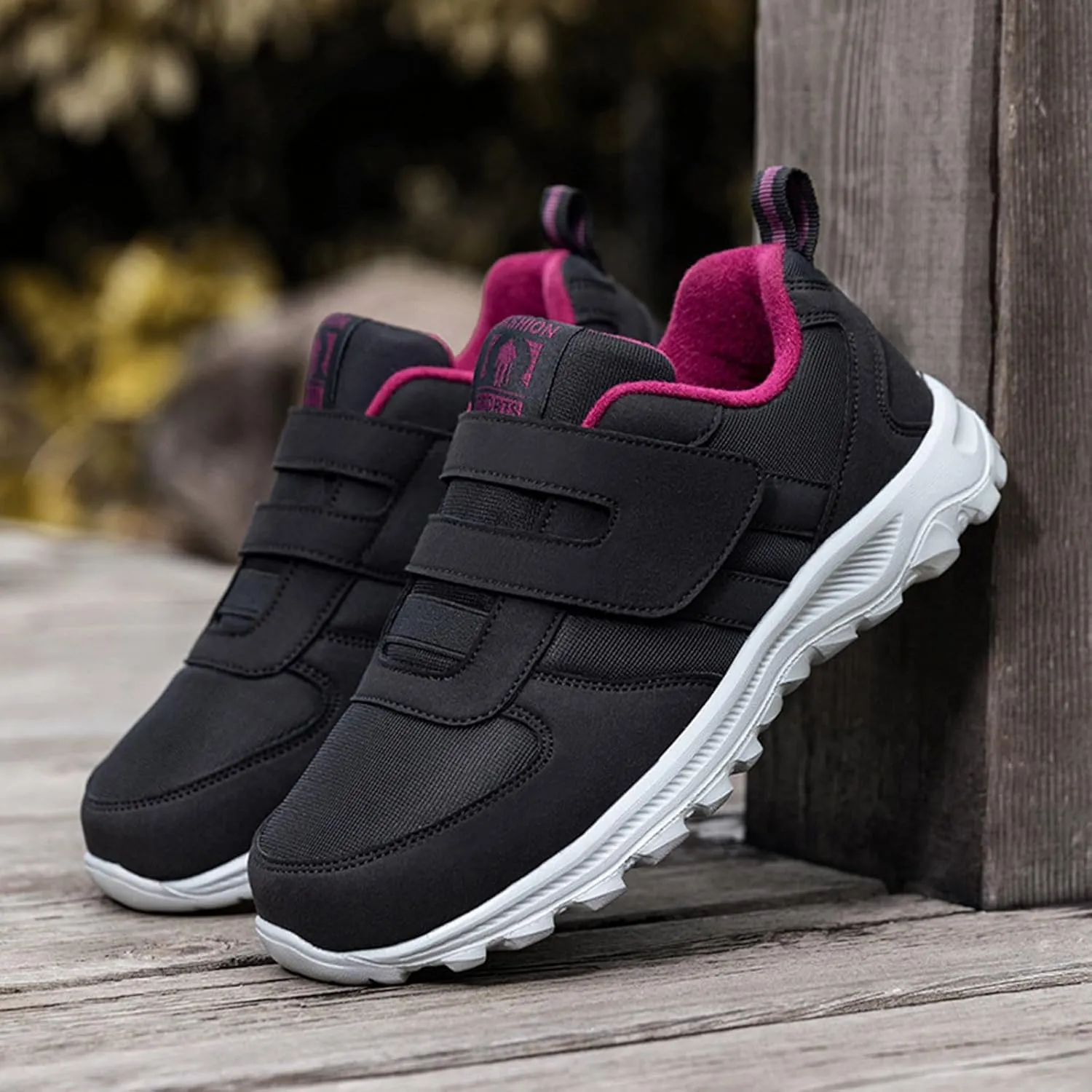 Womens Walking Shoes Men Hook and Loop Walking Shoes Wide Width Shoes Non-Slip Breathable Lightweight Pain Relief