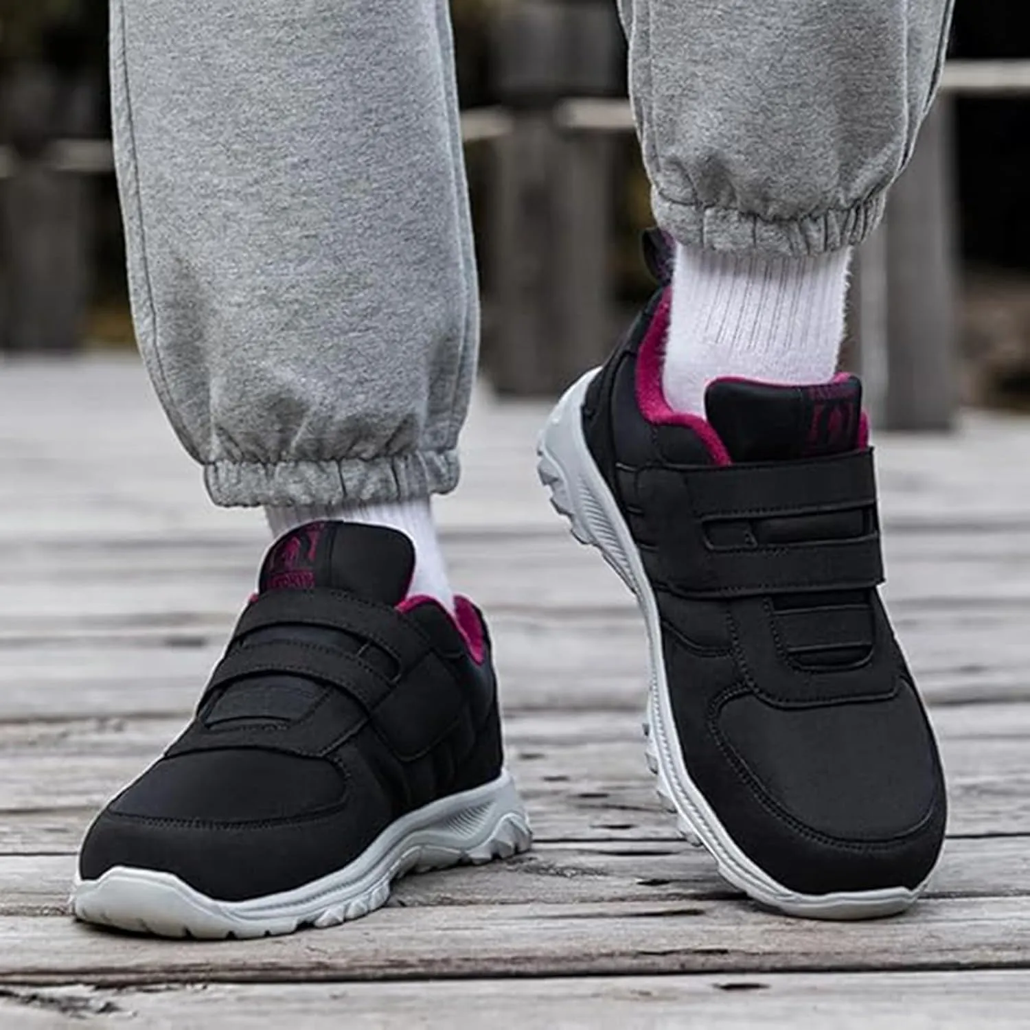 Womens Walking Shoes Men Hook and Loop Walking Shoes Wide Width Shoes Non-Slip Breathable Lightweight Pain Relief