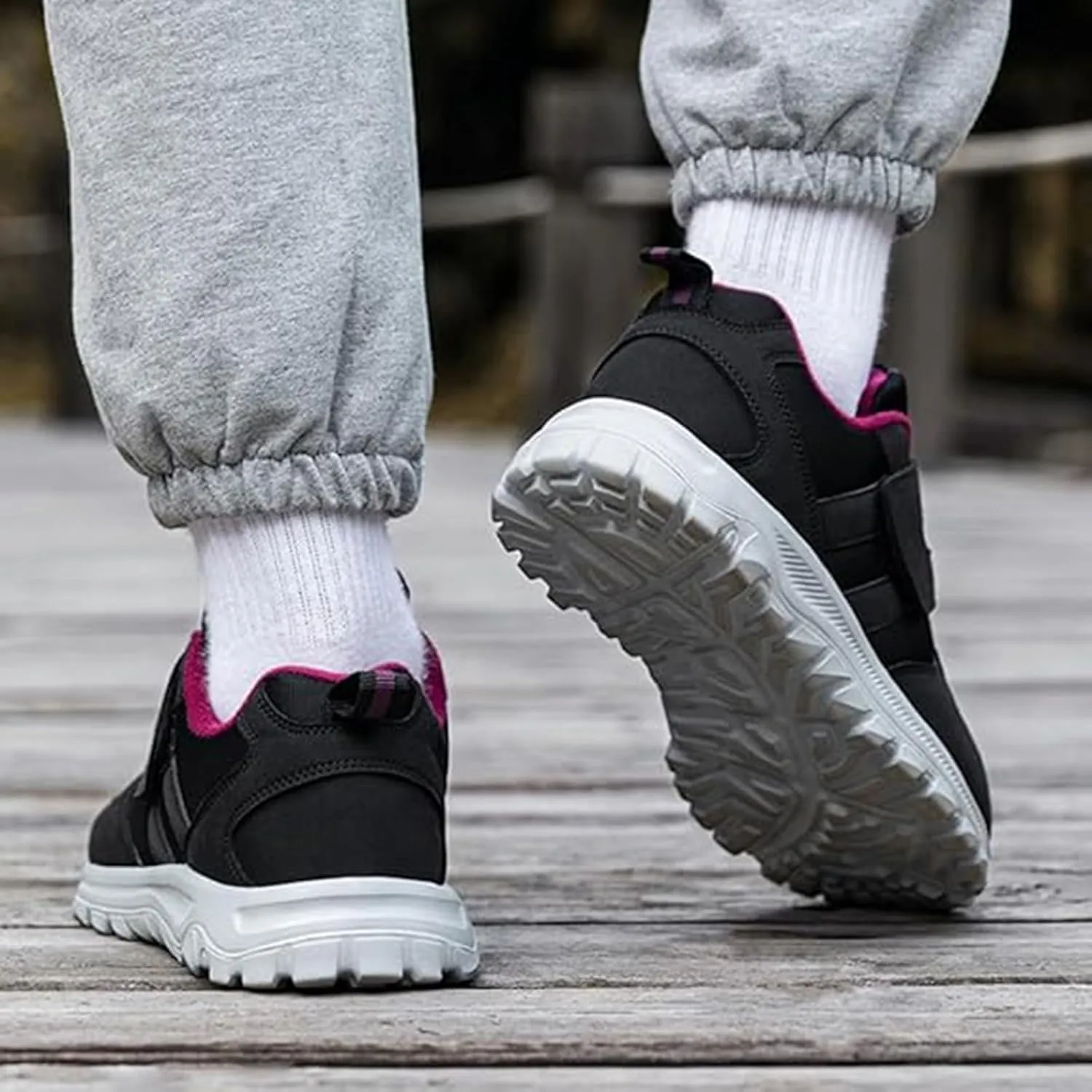 Womens Walking Shoes Men Hook and Loop Walking Shoes Wide Width Shoes Non-Slip Breathable Lightweight Pain Relief