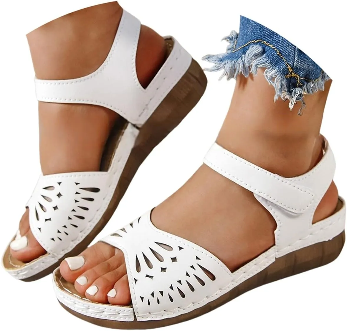 Women's Wedge Sandals Dressy Classic Orthopedic Shoes with Arch Support Platform Sandals for Women Wedges Open Toe Comfort Slip On
