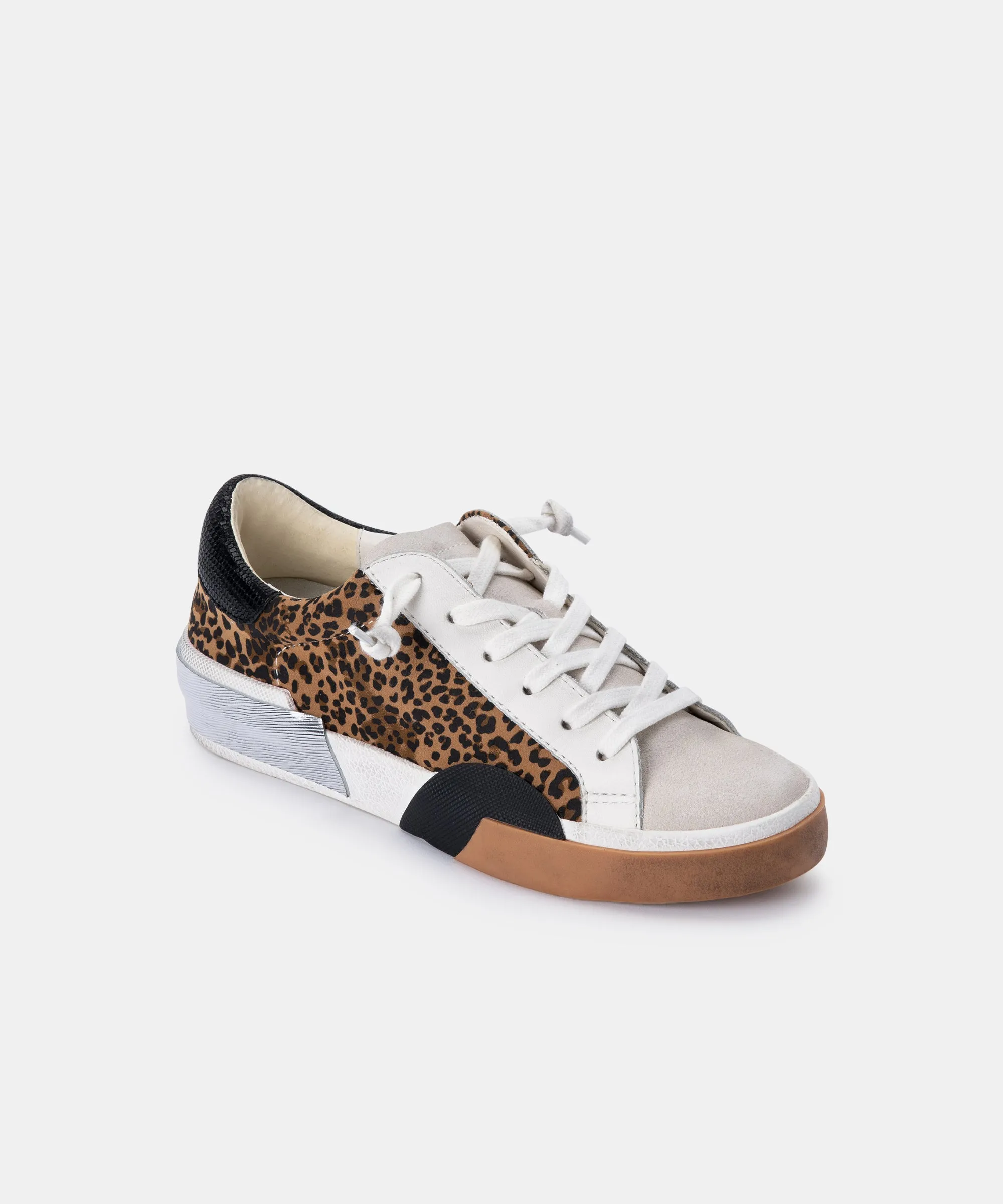 ZINA SNEAKERS TAN BLACK DUSTED LEOPARD SUEDE