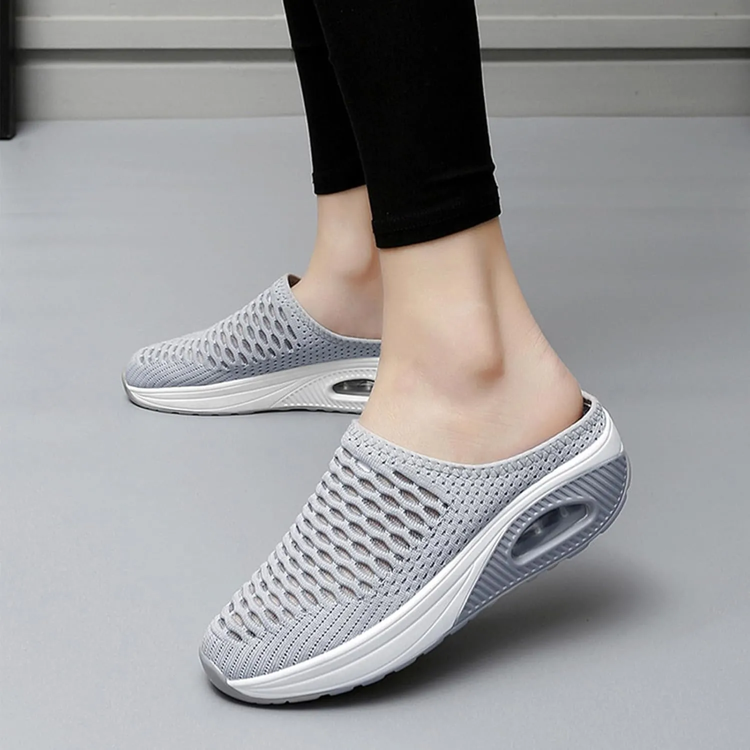 ZWRXW Women's Mule Shoes with Arch Support Breathable Mesh Arch-Support Orthopedic Diabetic Shoe Comfortable Slip On Clogs and Mules Diabetic Slippers Plantar Fasciitis Sandals Wedge Casual Shoes